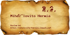 Mihálovits Hermia névjegykártya